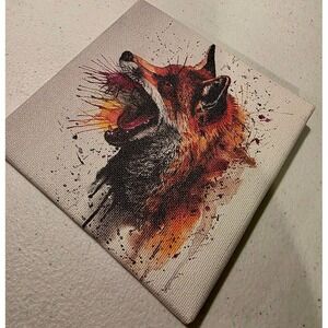 Abstract Watercolor Fox Canvas Wall Art